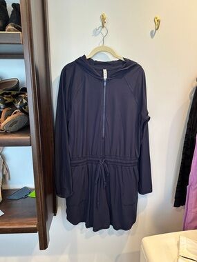 Women’s Navy Hooded Drawstring Romper